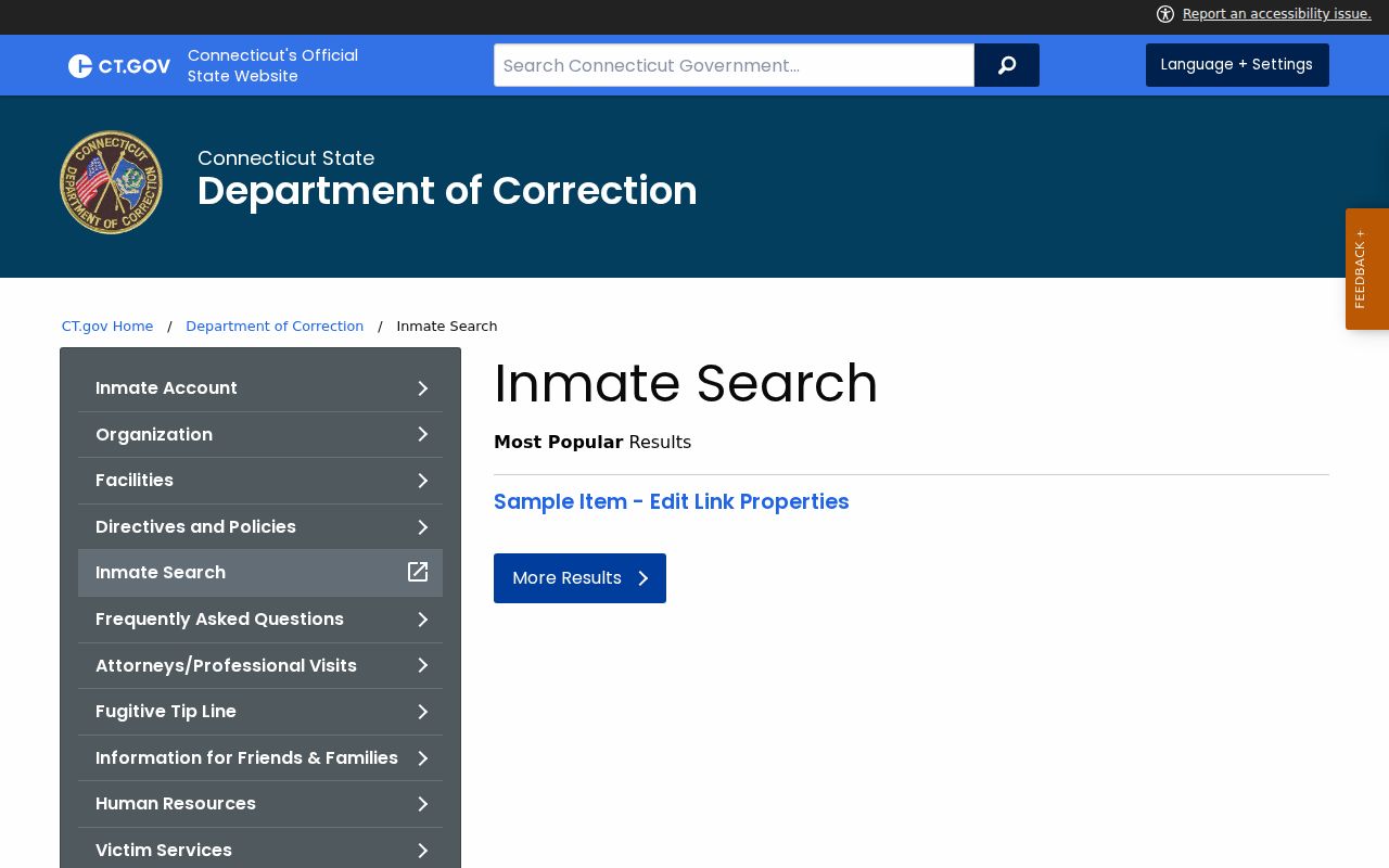CT DOC inmate search for Milford criminal records