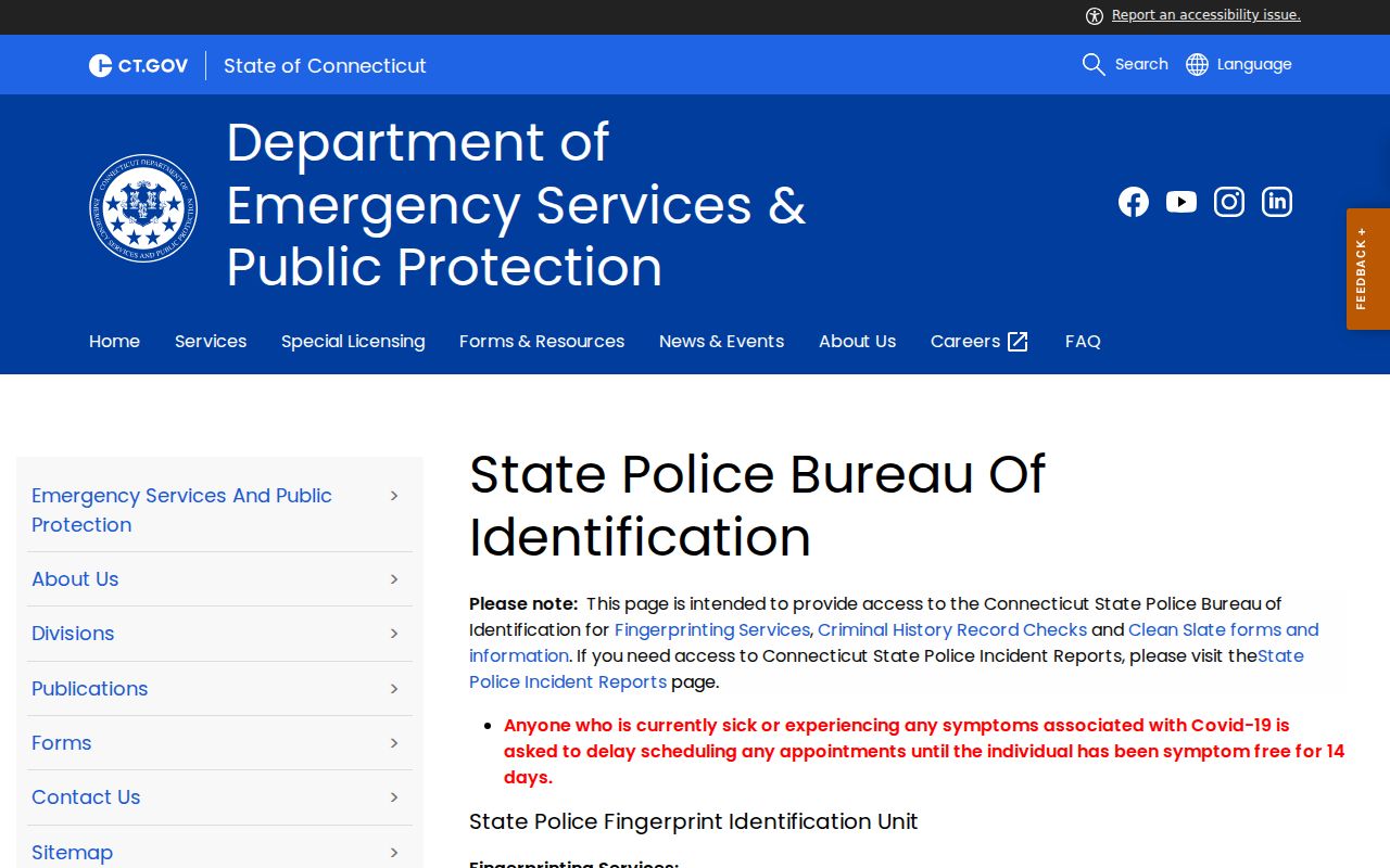 Milford criminal history through the State Police Bureau of Identification